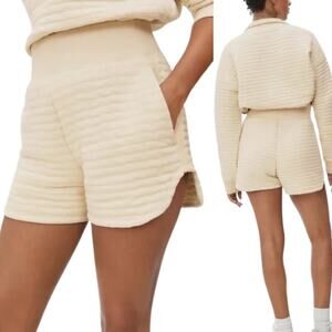 EVERLANE Cream 100% Organic Cotton High Waist Elastic Quilted Shorts - XXS